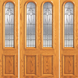 Prehung Mahogany Arch Twin Lite Front Two Sidelite Glass Door - Front Doors