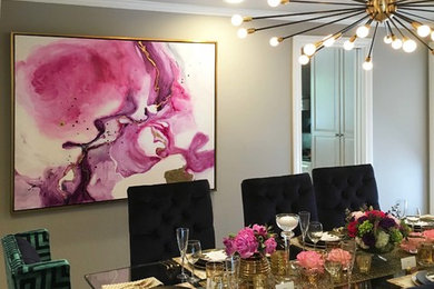 Example of a huge mid-century modern dining room design in San Francisco