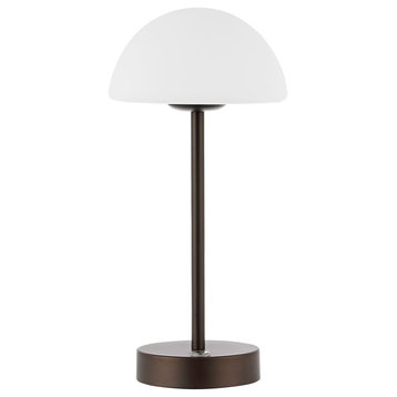 Xavier 12.5" Modern Minimalist Iron Rechargeable Integrated LED Table Lamp, Black