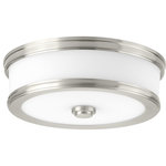 Progress Lighting - Bezel LED Flush Mount - Featuring a sleek and slim appearance, Bezel LED is an architectural series of flush mount options. Etched white glass is accented by a metal trim in a metallic finish. The glass shade is illuminated on both the bottom and sides to provide a pleasing lighted effect. Uses (1) 17-watt module bulb (included).