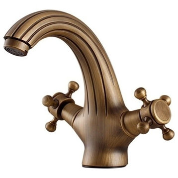 Brio Antique Bronze Bathroom Basin Faucet With Double Cross Head Handle