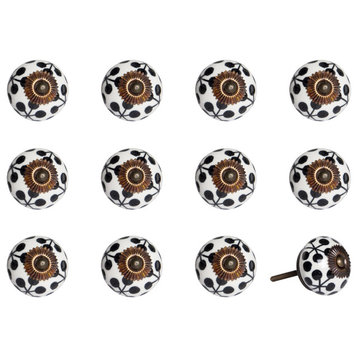 HomeRoots 1.5" x 1.5" x 1.5" Black, White and Cooper- Knobs 12-Pack