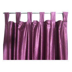 Consigned Purple Tab Top Sari Curtain / Drape / Panel