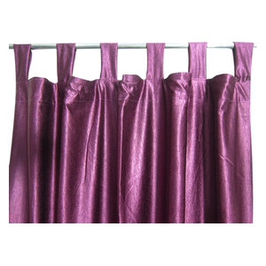 Mogul Interior - Consigned Purple Tab Top Sari Curtain / Drape / Panel - Curtains