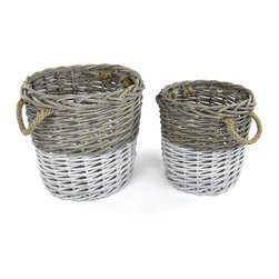 Vagabond Vintage - 2 Piece Round Willow Baskets - Baskets