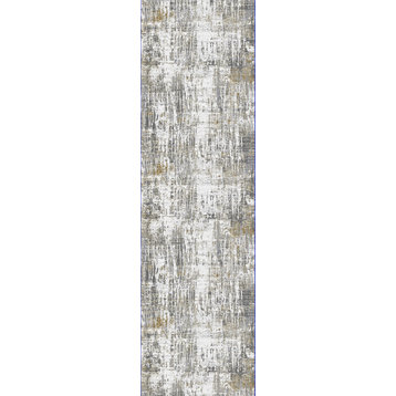 Dynamic Rugs Capella 7921 Contemporary Rug, Ivory/Grey/Gold, 2'2"x7'7" Runner