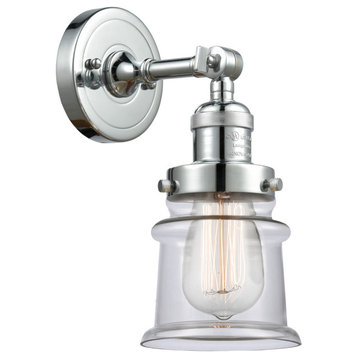 Small Canton 1-Light Sconce, Polished Chrome, Clear