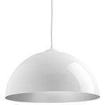Progress Lighting - Progress Lighting Dome 1-Light Pendant with HAL AC LED Module, White, 16"x8.88" - The simple design of this LED Dome pendant offers complements a wide array of styles from industrial to farmhouse. The 17w LED pendant is 3000K in a White finish with a painted silver interior. This is an ideal fixture for residential and commercial applications.