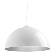 Progress Lighting Dome 1-Light Pendant with HAL AC LED Module, White, 16"x8.88"