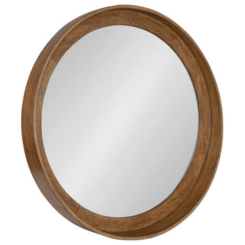 Basking Wall Mirror with Shelf, Brown, 30" Diameter