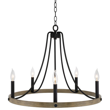 Kira Home Fairbrook 25" Rustic Farmhouse Wagon Wheel Chandelier, Round Kitchen