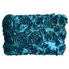 Textured Rose Pillow, Turquoise, 18"x18", Without Insert