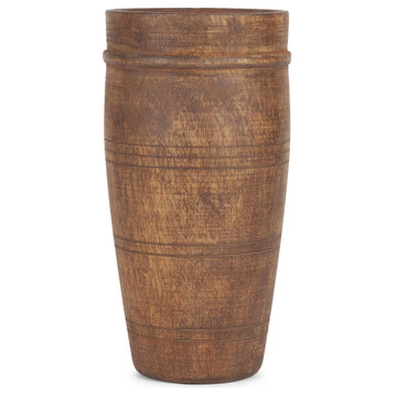 Porta Large Medium Brown Reclaimed Wooden Pot