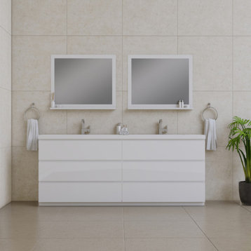 Paterno 84" Double Bathroom Vanity, White