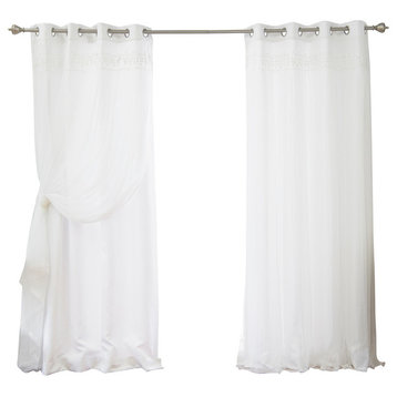 Lace Overlay Curtains, 96"
