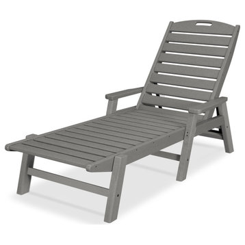 Polywood Nautical Chaise With Arms, Slate Gray