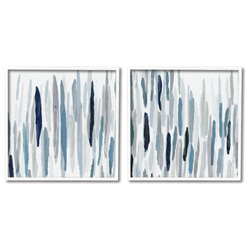 Abstract Brushed Rainfall Contemporary Modern Painting , 2pc, each 24 x 24