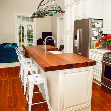 Extra Thick Sapele Mahogany Kitchen Island w/ Farmhouse Sink