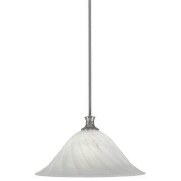 Stem Pendant In Brushed Nickel Finish With 20" White Alabaster Glass