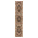 Jaipur Living - Vibe by Jaipur Living Irenea Medallion Tan/Ivory Area Rug, 2'6"x12' - Inspired by the vintage perfection of sun-bathed Turkish designs, the Myriad collection is warm and inviting with faded yet moody hues. The Irenea rug boasts an elegantly distressed, ornate medallion in tones of tan, ivory, pink, and blue with ivory fringe trim for added texture and antique allure. This power-loomed rug features a plush and durable blend of polyester and polypropylene, lending the ideal accent to high-traffic spaces.