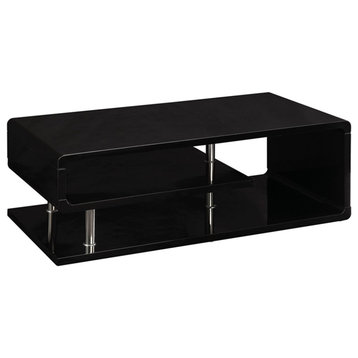 Furniture of America Lazer Geometric Wood Coffee Table in Glossy Black