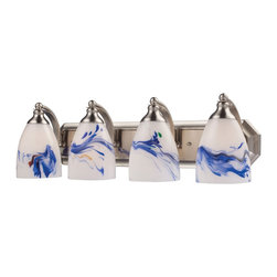 Elk Lighting - Satin Nickel Four-Light Bath Light with Mountain Glass - Bathroom Vanity Lighting