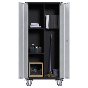 Gangmei Metal Broom Storage Cabinet with Rod.Cleaning Tool Storage Cabinet