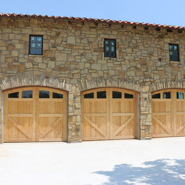 Vertical-lift real-wood overhead garage doors