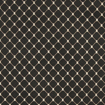 Black, Stitched Diamond Jacquard Woven Upholstery Fabric By The Yard