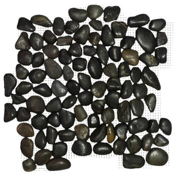 Black Pearl Interlocking Pebble Tiles, 12"x12", Set of 100