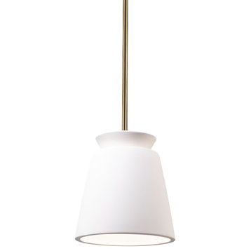 Small Trapezoid Pendant, Bisque, Antique Brass, Integrated LED