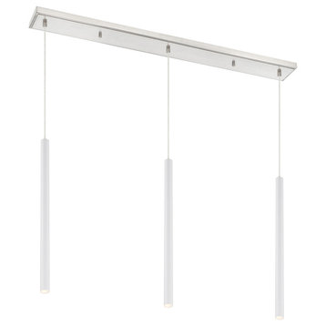 Forest 3 Light Billiard, Brushed Nickel With 24" Matte White Shade