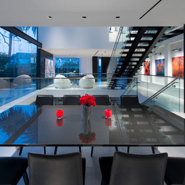 Georgina Avenue Santa Monica modern home open plan dining room with views to the