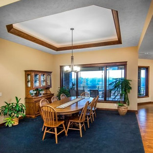 オマハの広いLDKの画像 (ベージュの壁、カーペット敷き、暖炉なし)