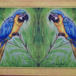 Betsy Drake - Blue Macaw Door Mat 30x50 - These decorative floor mats are made with a synthetic, low pile washable material that will stand up to years of wear. They have a non-slip rubber backing and feature art made by artists Dick Hamilton and Betsy Drake of Betsy Drake Interiors. All of our items are made in the USA. Our small door mats measure 18x26 and our larger mats measure 30x50. Enjoy a colorful design that will last for years to come.