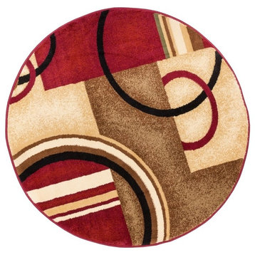 Well Woven Barclay Arcs & Shapes Geometric Modern Red Round Rug 3'11" Round