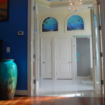 Sea Themed Murals in a Master Bathroom, hand-painted by Tom Taylor of Mural Art