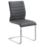 Armen Living - Fusion Side Chairs, Stainless Steel, Set of 2, Gray - The Fusion contemporary dining accent chairs are a sleek and stylish addition to the modern household. This beautiful dining accent chairs sports a tall back and sturdy brushed stainless-steel frame upholstered with stylish soft faux leather. The stylized faux leather upholstery makes this chair a standout without compromising on the durability of the product. This is simple but sophisticated design that you can play up or down in any room in your home. The tall back is ideal for posture alignment and an unmatched support for days on end. The smooth and soft faux leather will keep you at ease all day. The foundation of the product is supported with brushed stainless steel for a sturdy and modern look without comprising practicality and functionality of this item. This item is a versatile piece that can be ideal for dining, kitchen or even home office desk chairs. This product ships in one box with easy and quick set up. We stand by the quality, the craftsmanship and the integrity of our product by offer 1-year for all our products. The Fusion dining accent chairs is sold in a set of 2 and comes in 3 color options: grey, white.