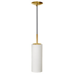 Beckett 1-Light Matte White Pendant with Matte Brass Accents