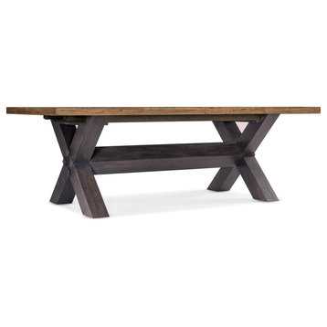 Hooker Furniture Big Sky Veneers and Solid Wood Trestle Dining Table in Brown