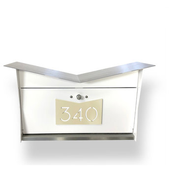 ButterFly Box: Contemporary, Modern, Wall-Mounted Mailbox in White and Gold