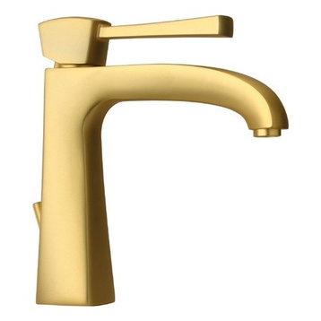 Lady Single Handle Lavatory Faucet With Lever Handle, Matt Gold