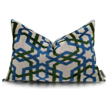 Canvello Contemporary Blue And Green Pillow 16"X24"