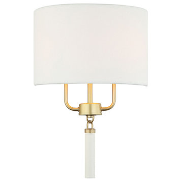 Varaluz 368W02 Secret Agent 2 Light 18" Tall Wall Sconce - White / Painted Gold