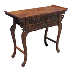 Chinese Oriental Brown Ru Yi Drawers Altar Foyer Side Table - Side Tables And End Tables
