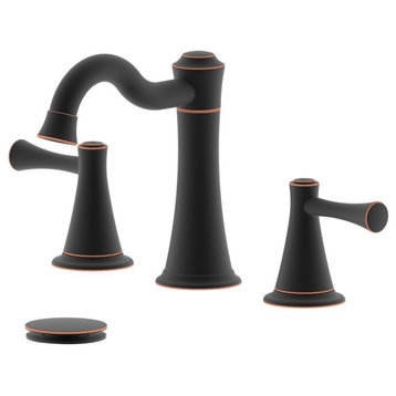 Konya Double Handle Oil Rubbed Bronze Faucet, Drain Assembly With Overflow