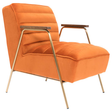 Woodford Velvet Upholstered Accent Chair, Orange