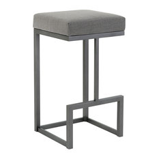 Taylor Gray Home - Fortuna Counter Height Backless Barstool, Loft Gray Fabric/Flint Rock Gray, 26" - Bar Stools and Counter Stools