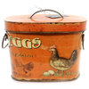 Home/Garden Tin Container With Rooster/Eggs Decorative Use Only De1939 Small