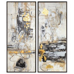 Uttermost - Uttermost 51302 Life Scenes - 51" Abstract Wall Art (Set of 2) - These Modern, Hand Painted Canvases Exude A Bold, Abstract Style. Thick Brushstrokes In Industrial, Black And Gray Tones Are Accented By Bright Gold Leaf Accents That Add A Touch Of Glamour. Each Expressive Canvas Is Stretched And Attached To A Wooden Fra   Carolyn KinderLife Scenes 51"  Abstract Wall Art (Set of 2) Hand Painted/Black *UL Approved: YES *Energy Star Qualified: n/a  *ADA Certified: n/a  *Number of Lights:   *Bulb Included:No *Bulb Type:No *Finish Type:Hand Painted/Black